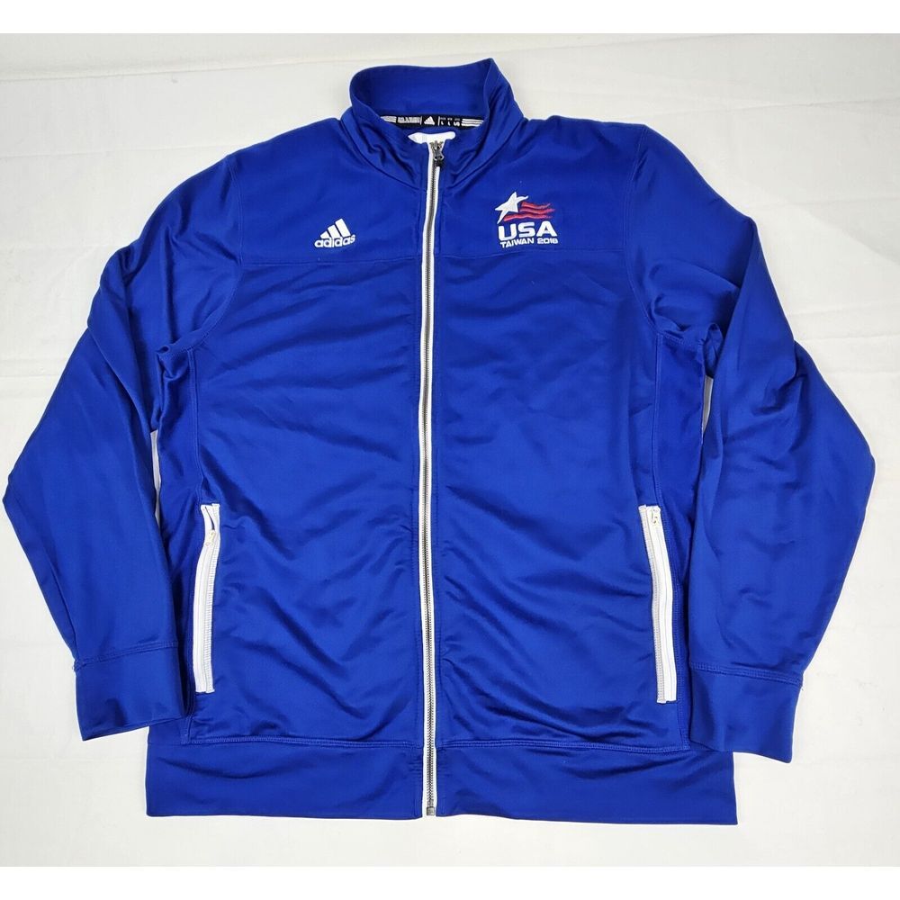 Adidas Kansas Jayhawks Track Jacket Mens Large. Blue 2018 Taiwan Player Issued